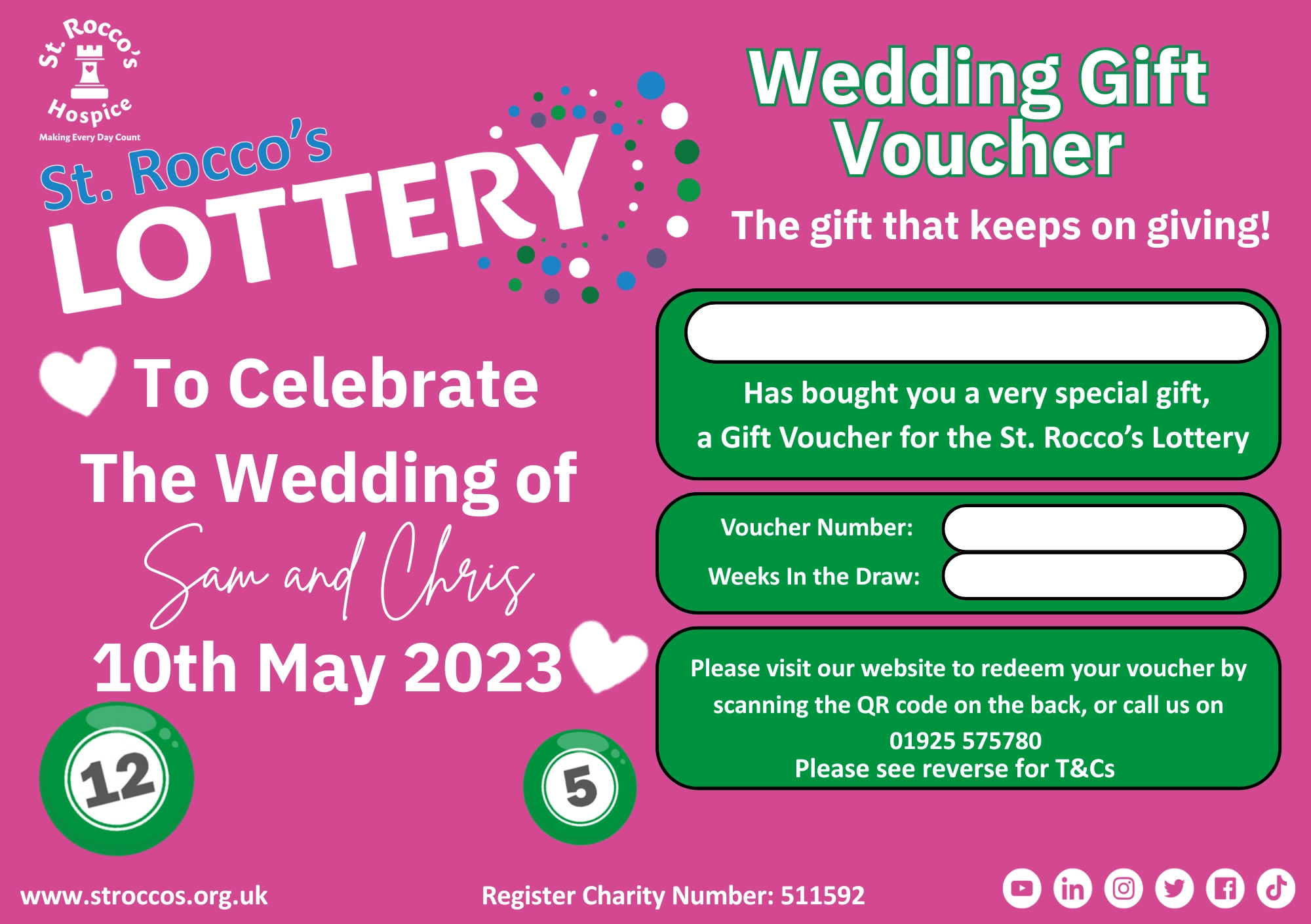 Lottery Wedding gift voucher
