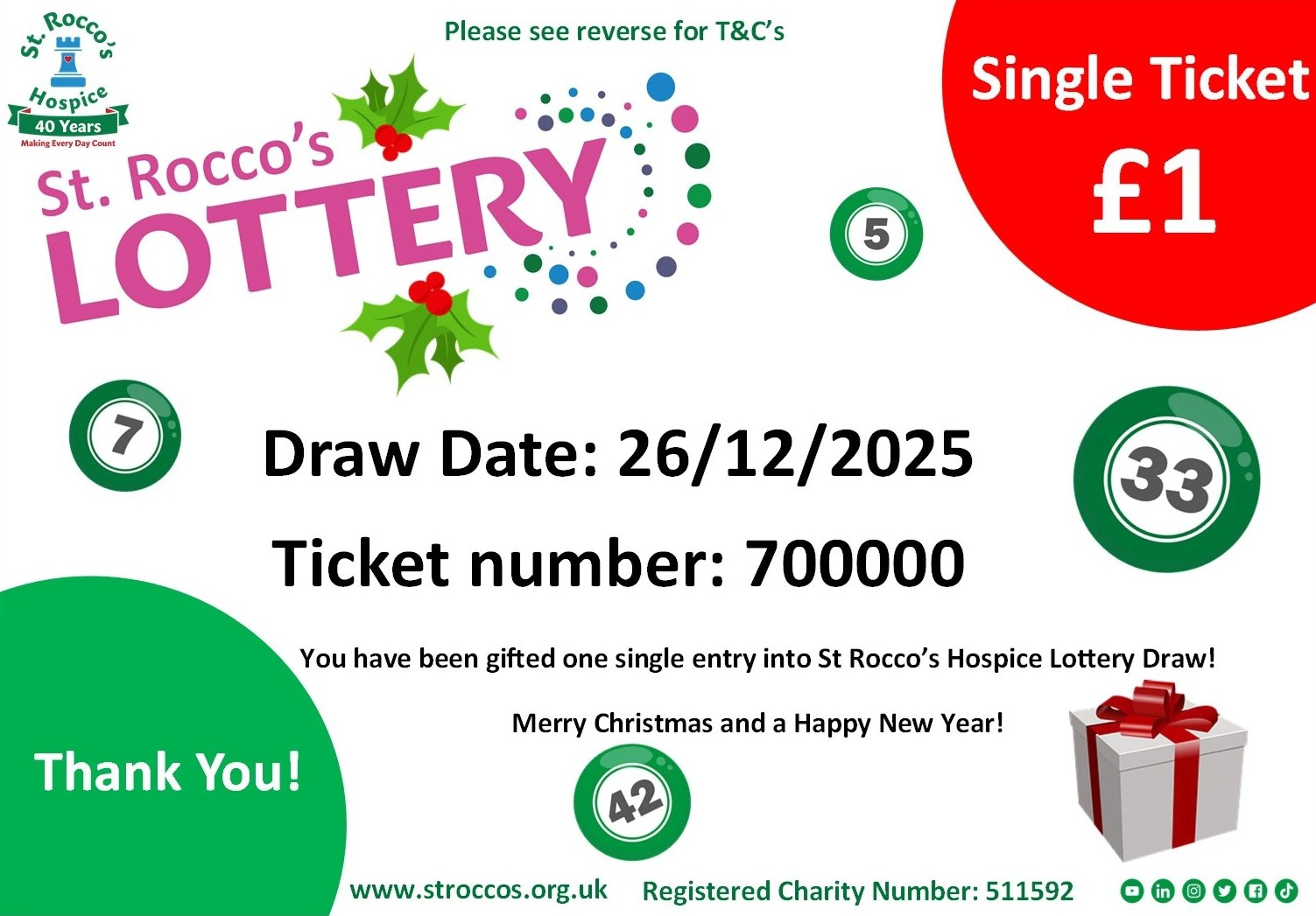 xmas lottery single ticket 