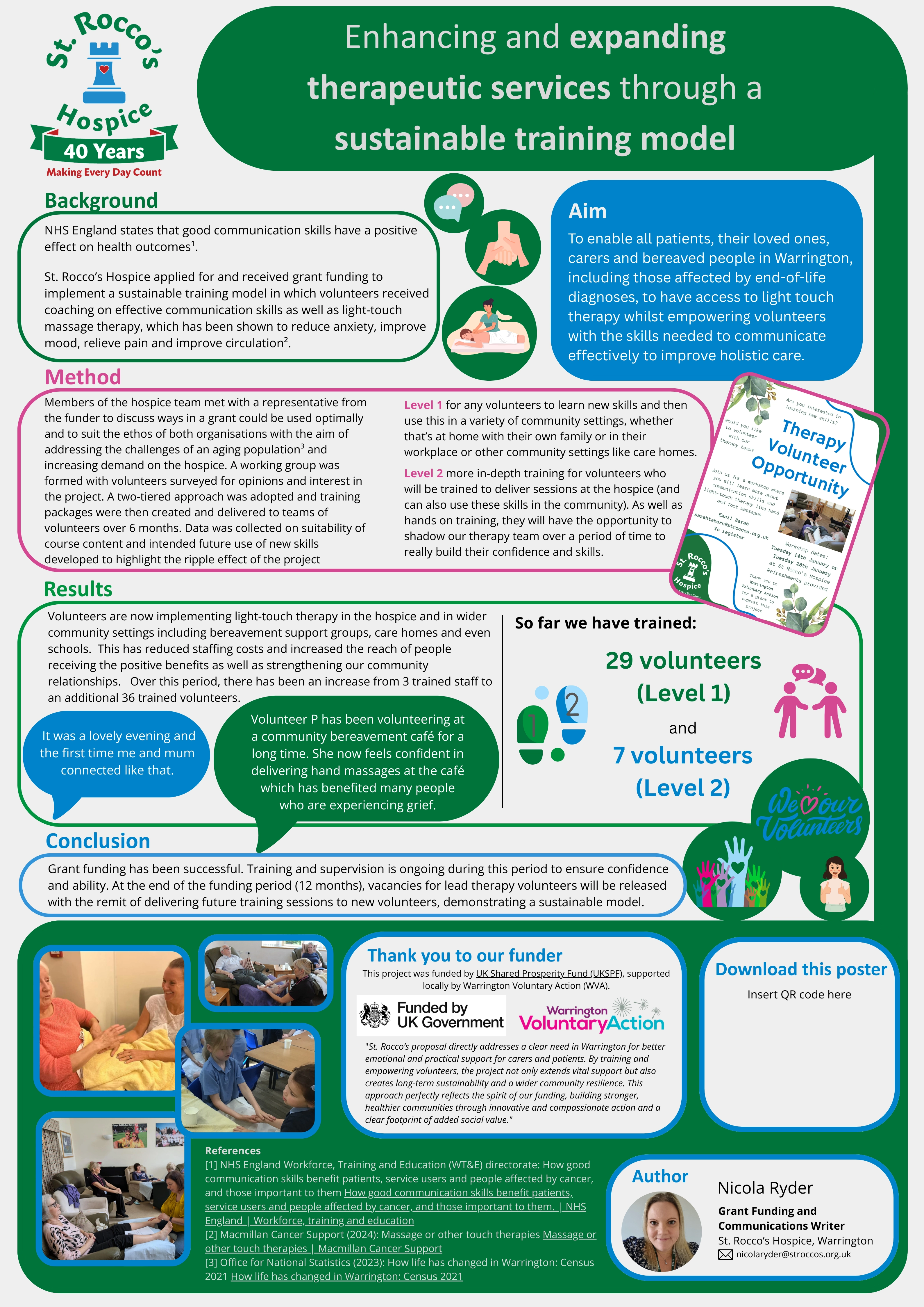Hospice UK Poster Enhancing and expanding therapeutic services